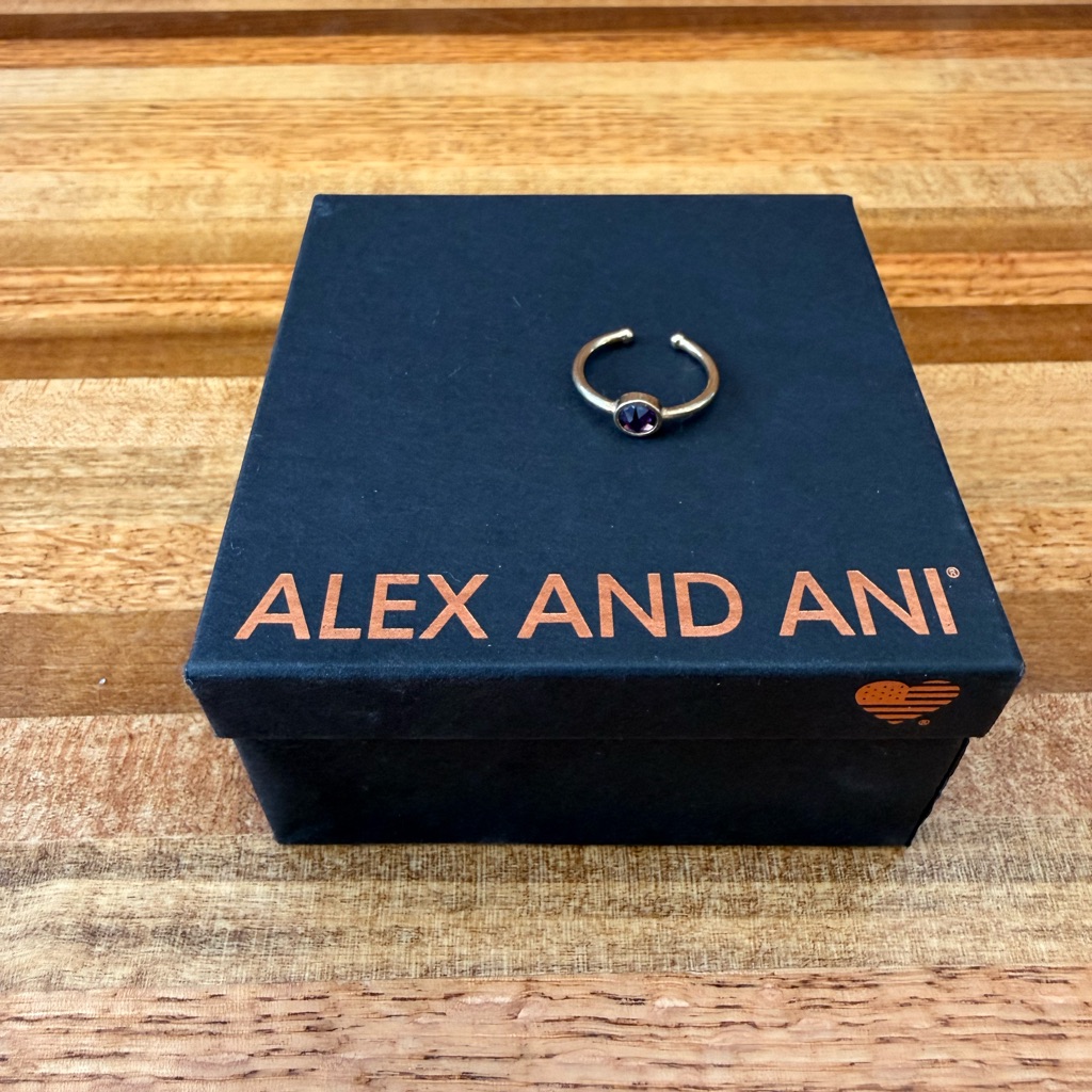 Alex And Ani Gold Plated Adjustable Ring. Feb Birthstone (Amethyst)